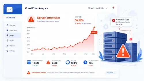 Search Console 檢索統計資料中顯示的伺服器錯誤與回應時間