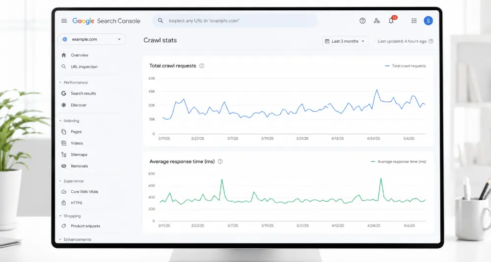 Search Console 檢索統計資料顯示檢索要求總數與平均回應時間