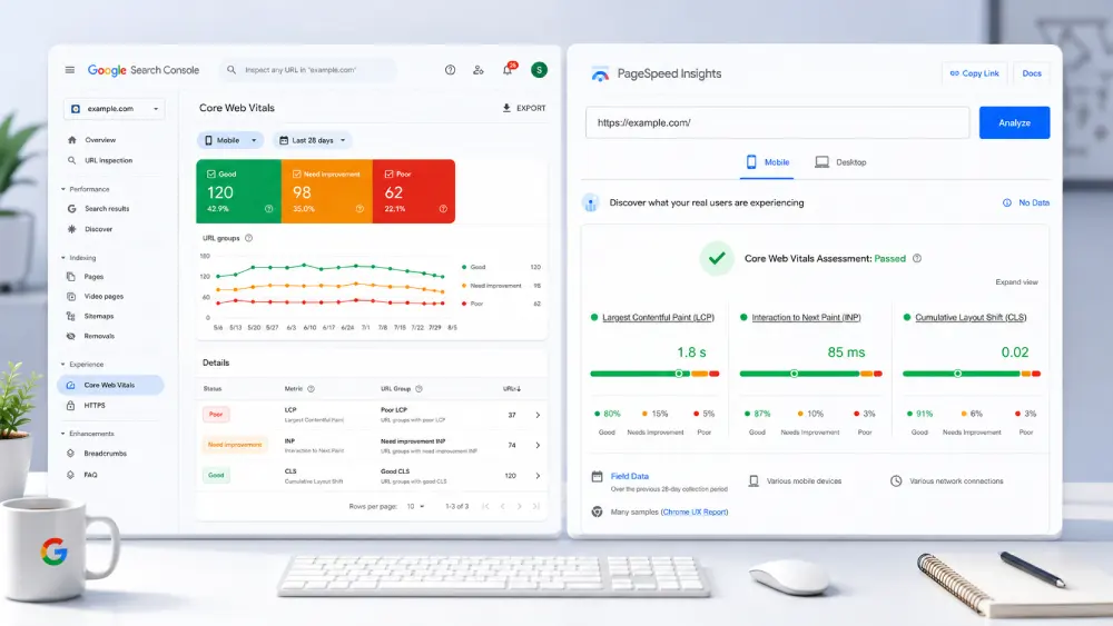 Search Console 的真實數據與 PageSpeed Insights 的實驗室數據來自不同來源